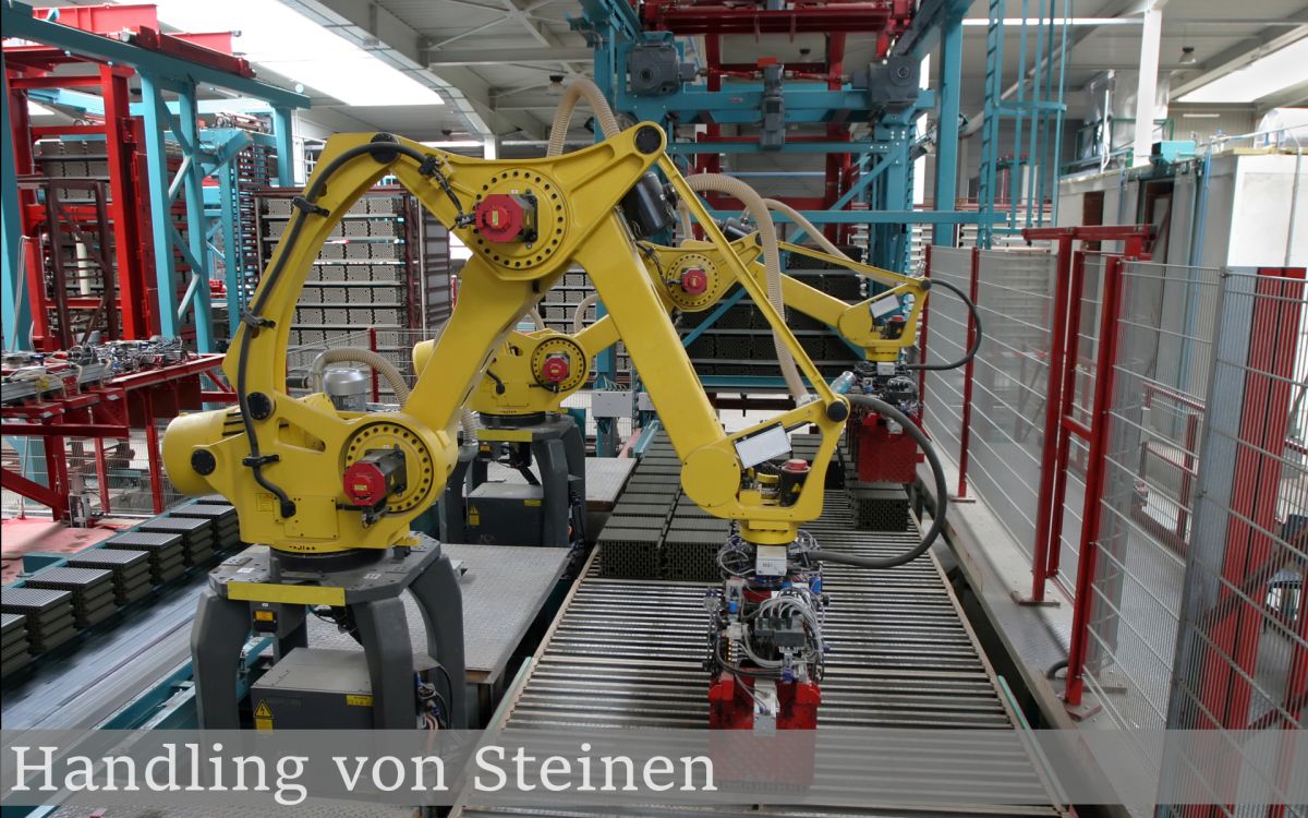 Ziegelsteinhandling mit zwei 4-Achs-Robotern